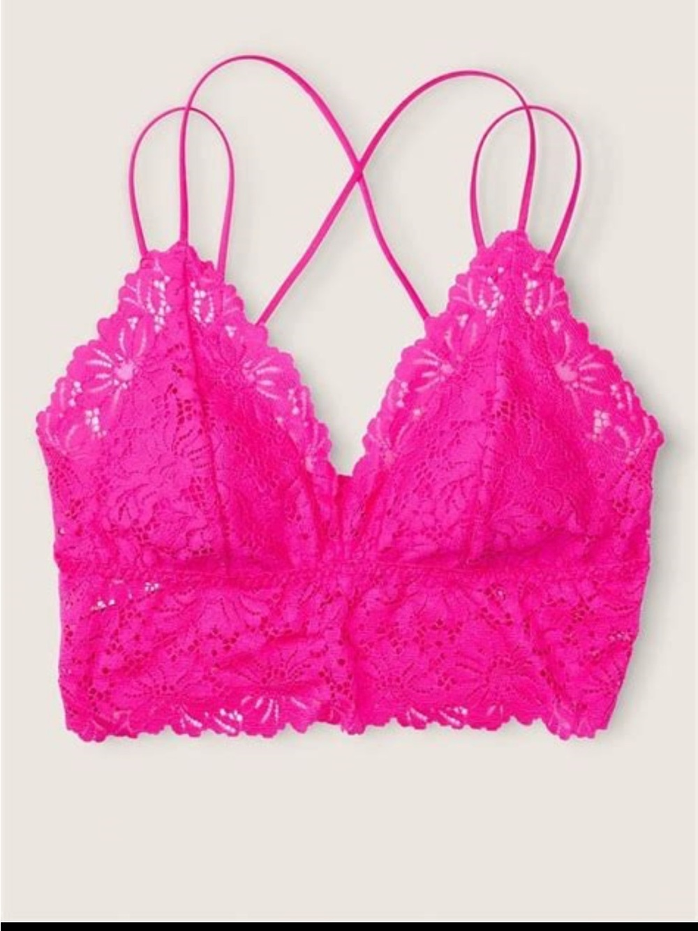 Victoria’s Secret PINK Bright Pink Lace Longline Bralette Cami